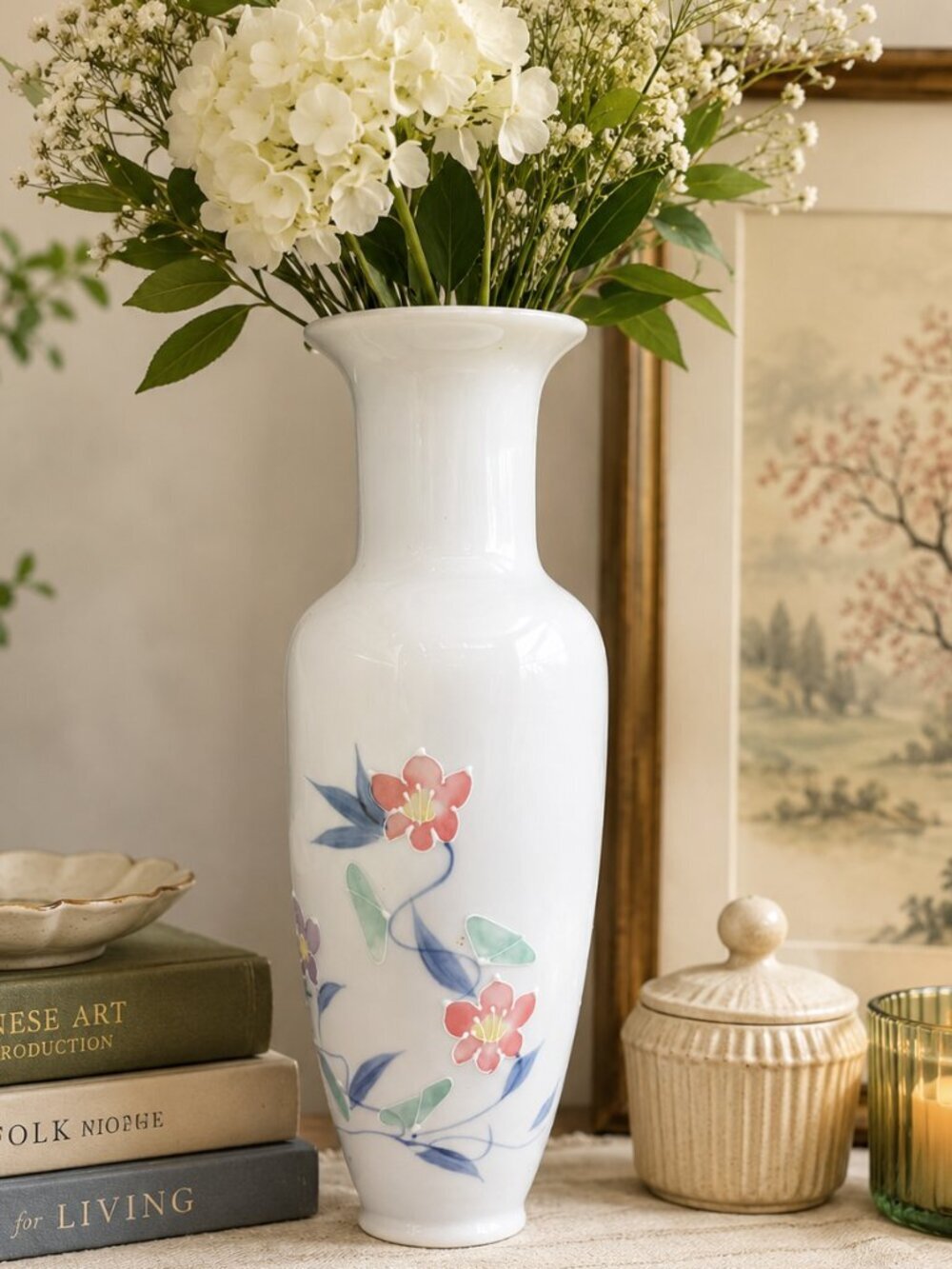 Vintage Japanese Milk Glass Floral Vase – Apex Quality Japan MCM Statement Piece
